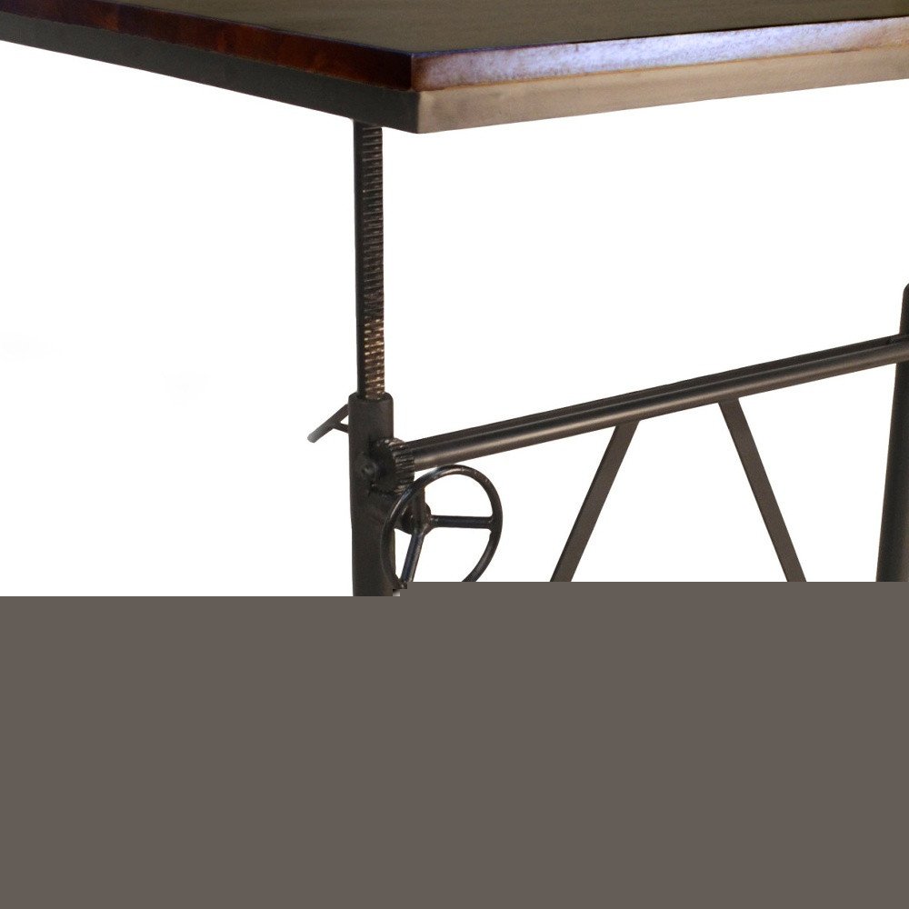48" Brown And Black Solid Wood And Iron Trestle Base Dining Table