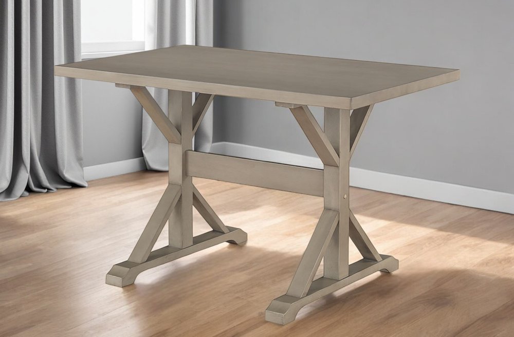 48" Gray Solid Wood Trestle Base Dining Table