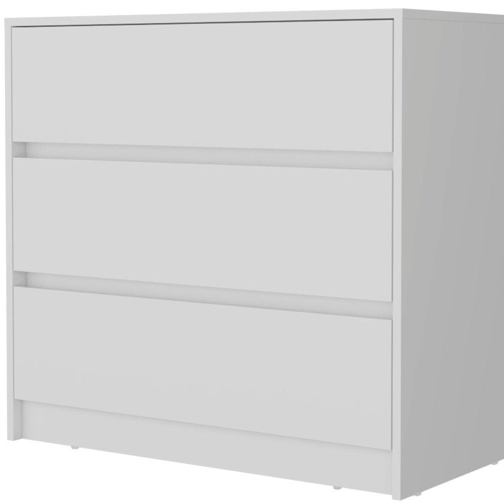 33" White Wood Three Drawer Dresser