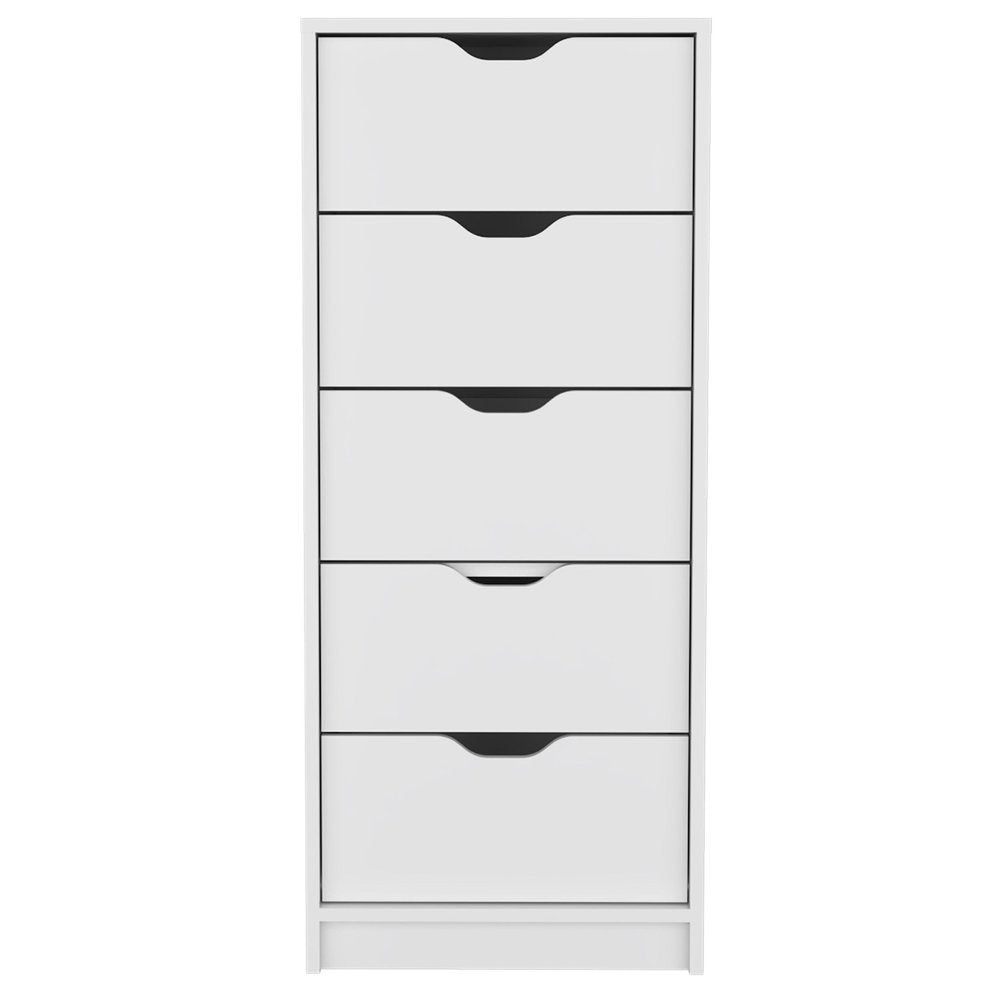 18" White Five Drawer Dresser