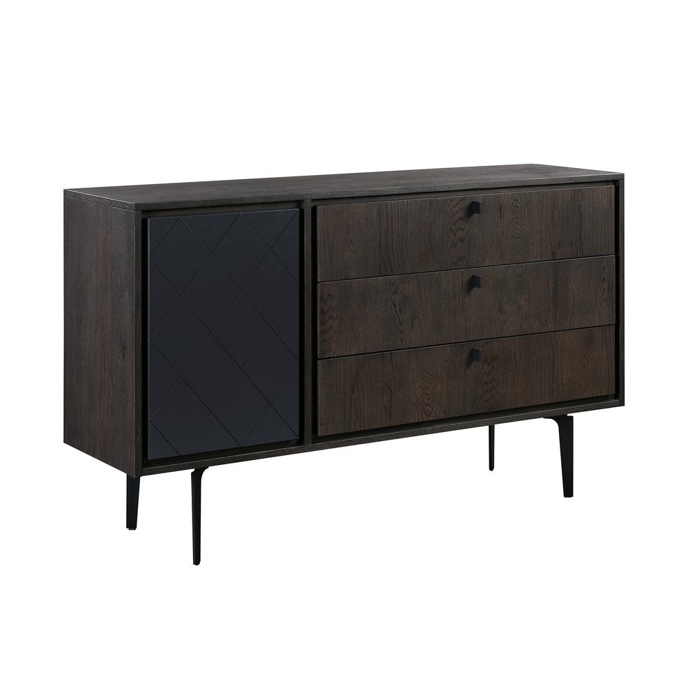 38" Gray Solid Wood Three Drawer Combo Dresser