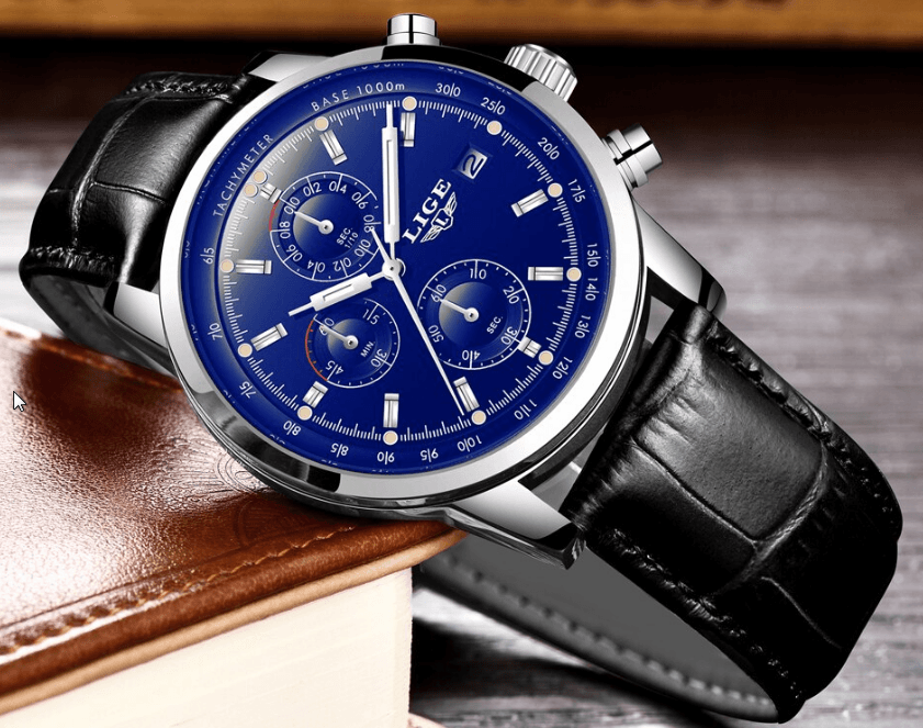 Men's Waterproof Watch With Chronometers Date Display And Fluorescent Pointers Excellent Look Perfect Gift