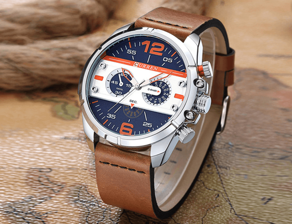 Men's Waterproof Retro Style Watch With Excellent Background, Chronometers Large Numbers Perfect Gift