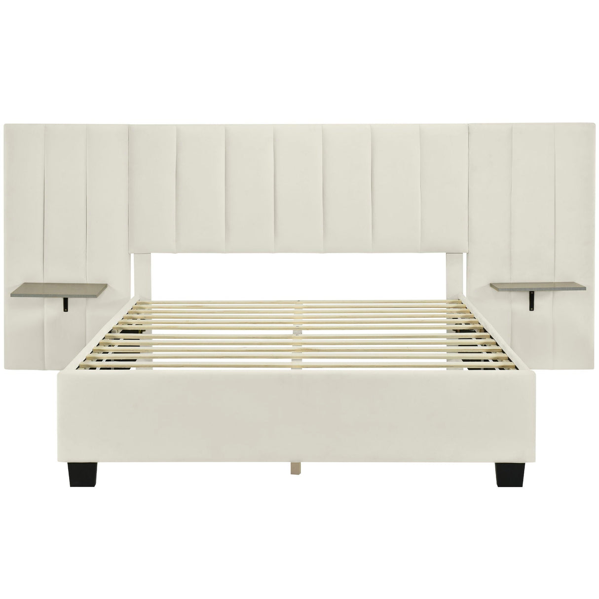 Upholstered Platform Bed With Big Headboard by Couch.com