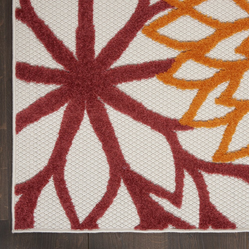 3' X 5' Green Orange and Red Indoor Outdoor Area Rug