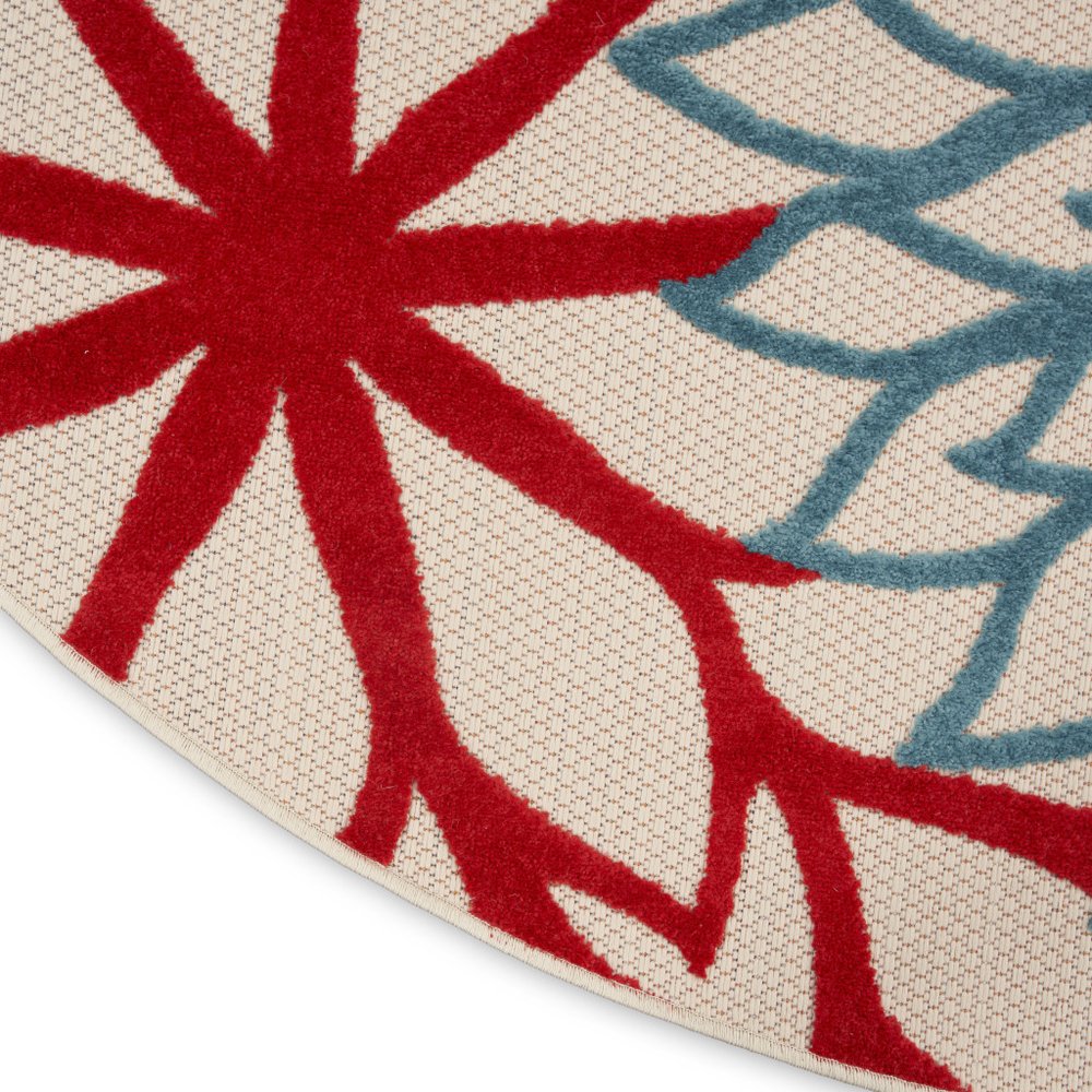 10' Green Orange And Red Round Indoor Outdoor Area Rug