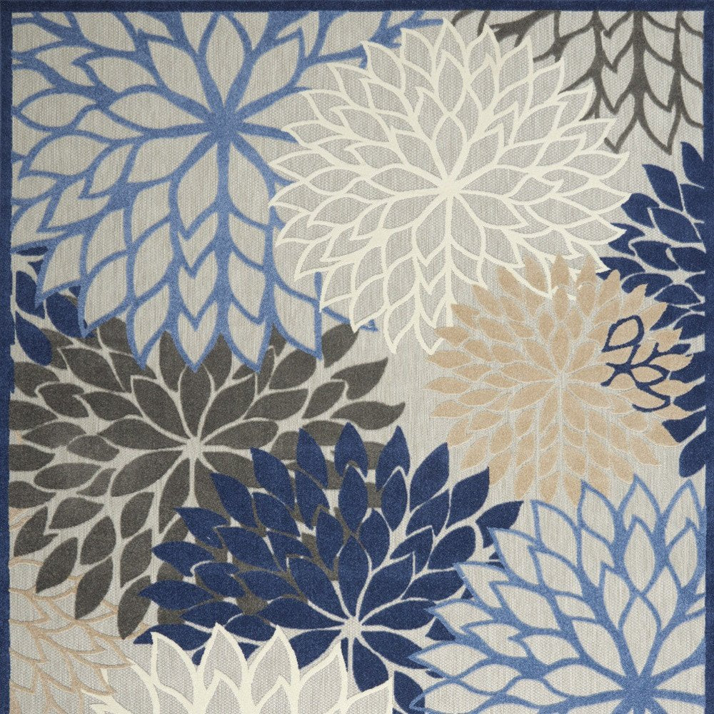 12' X 15' Blue And Ivory Indoor Outdoor Area Rug