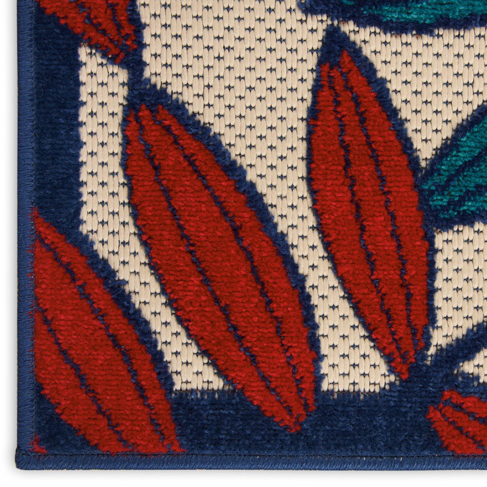 12' X 15' Ivory Blue And Orange Indoor Outdoor Area Rug
