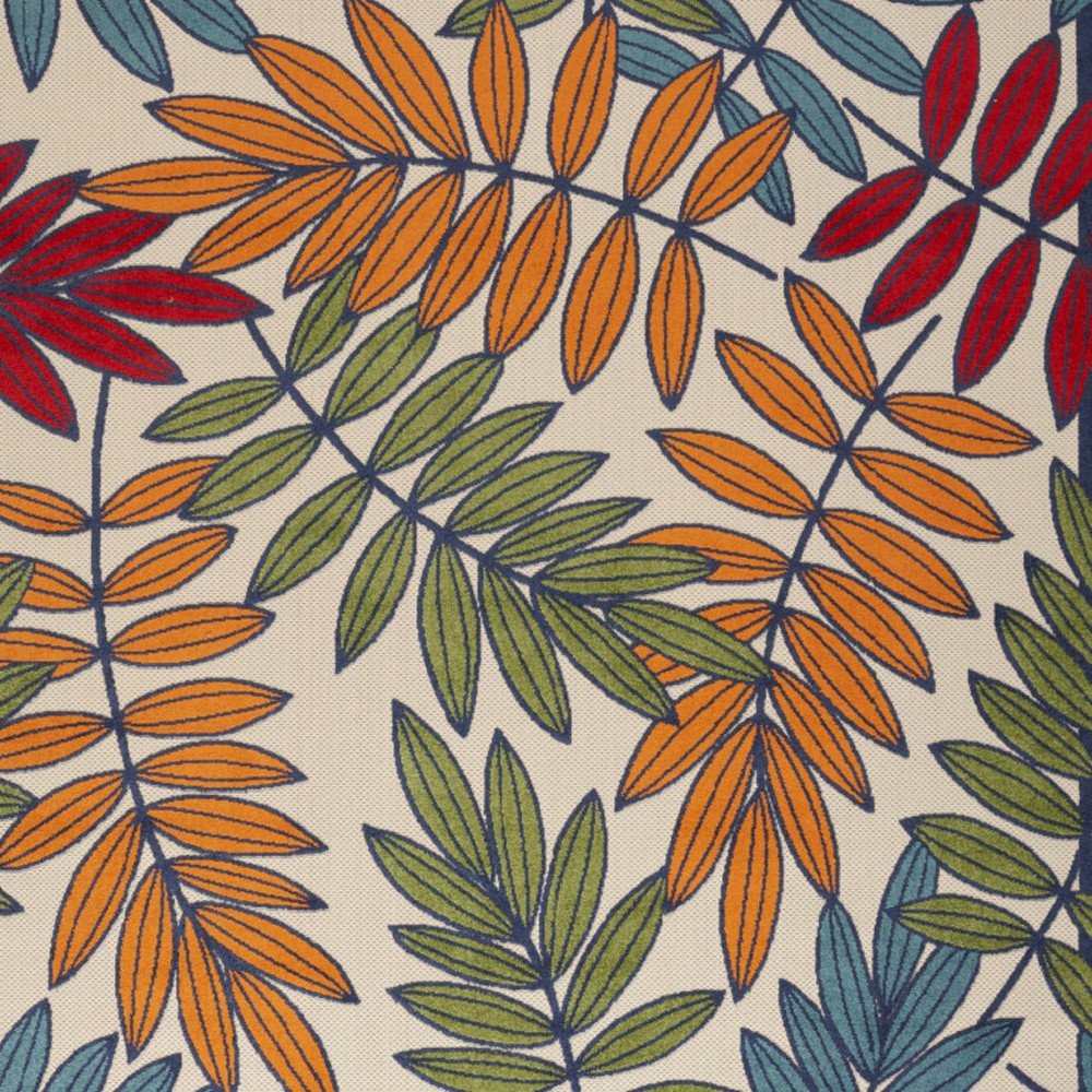 12' X 15' Ivory Blue And Orange Indoor Outdoor Area Rug