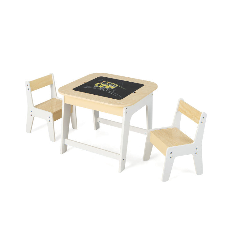 3-Piece Kid ™s Room Bundle: Twin Size Wooden House Bed + Kid's Table and Chairs Set + Kids 2-Shelf Bookcase
