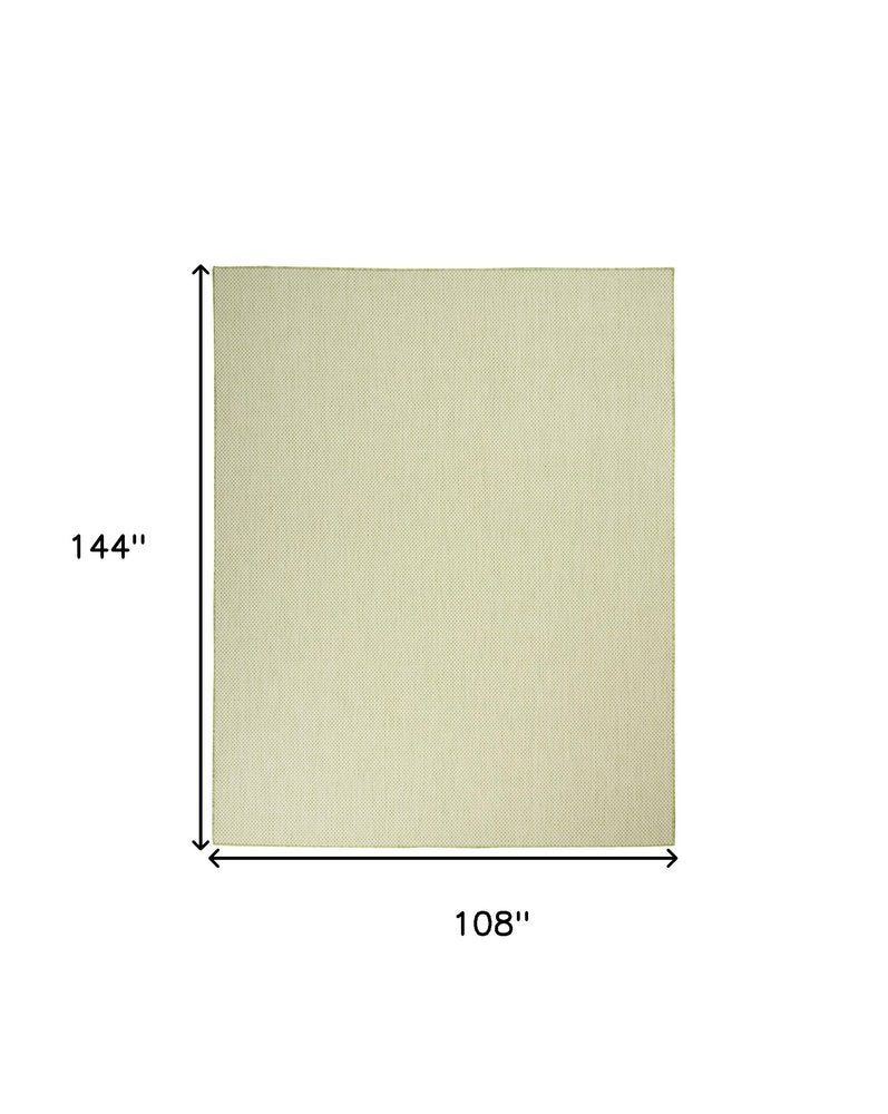 9' X 12' Green And Ivory Indoor Outdoor Area Rug