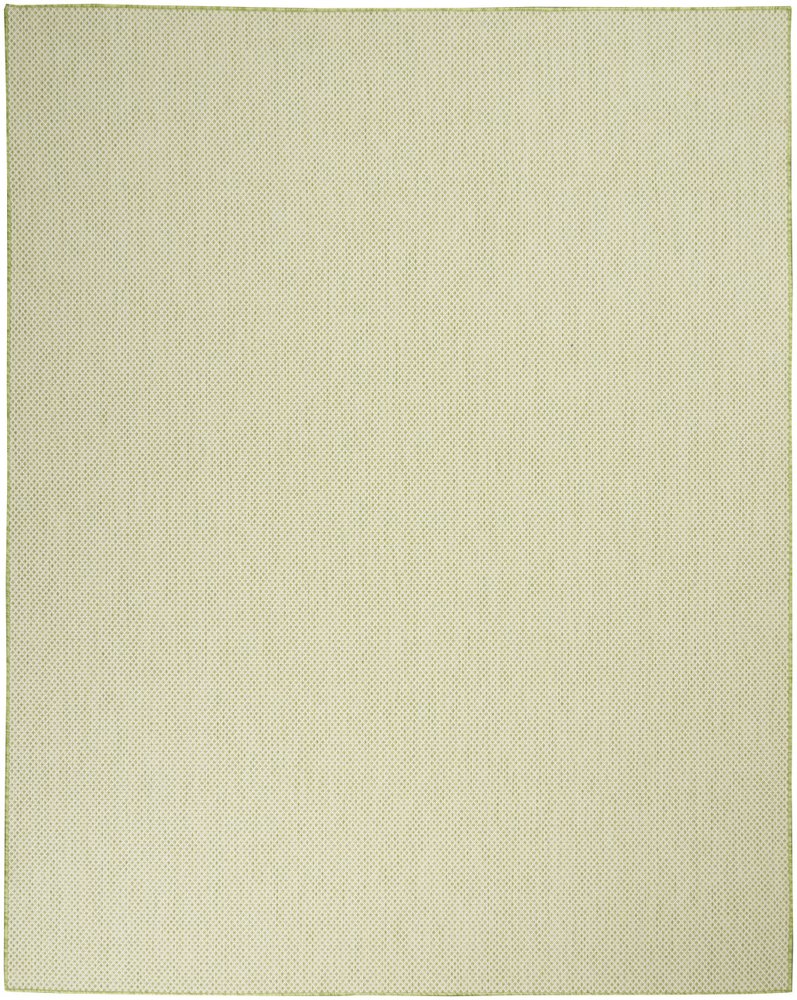 9' X 12' Green And Ivory Indoor Outdoor Area Rug