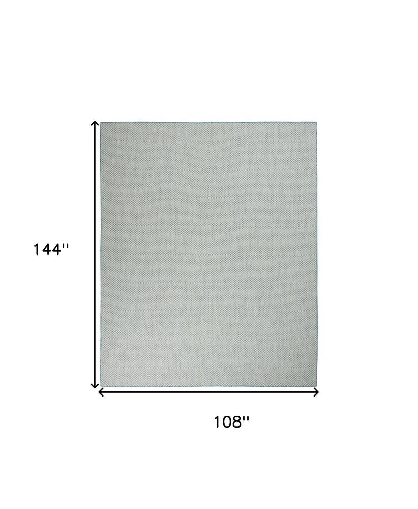 9' X 12' Aqua And Ivory Indoor Outdoor Area Rug