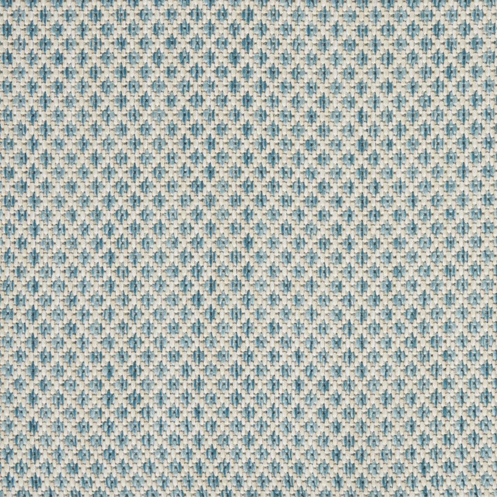 9' X 12' Aqua And Ivory Indoor Outdoor Area Rug
