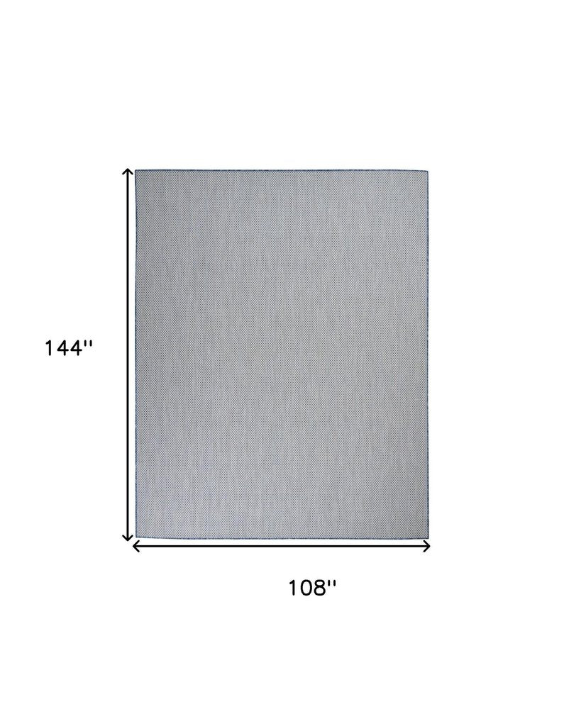 9' X 12' Blue And Ivory Indoor Outdoor Area Rug
