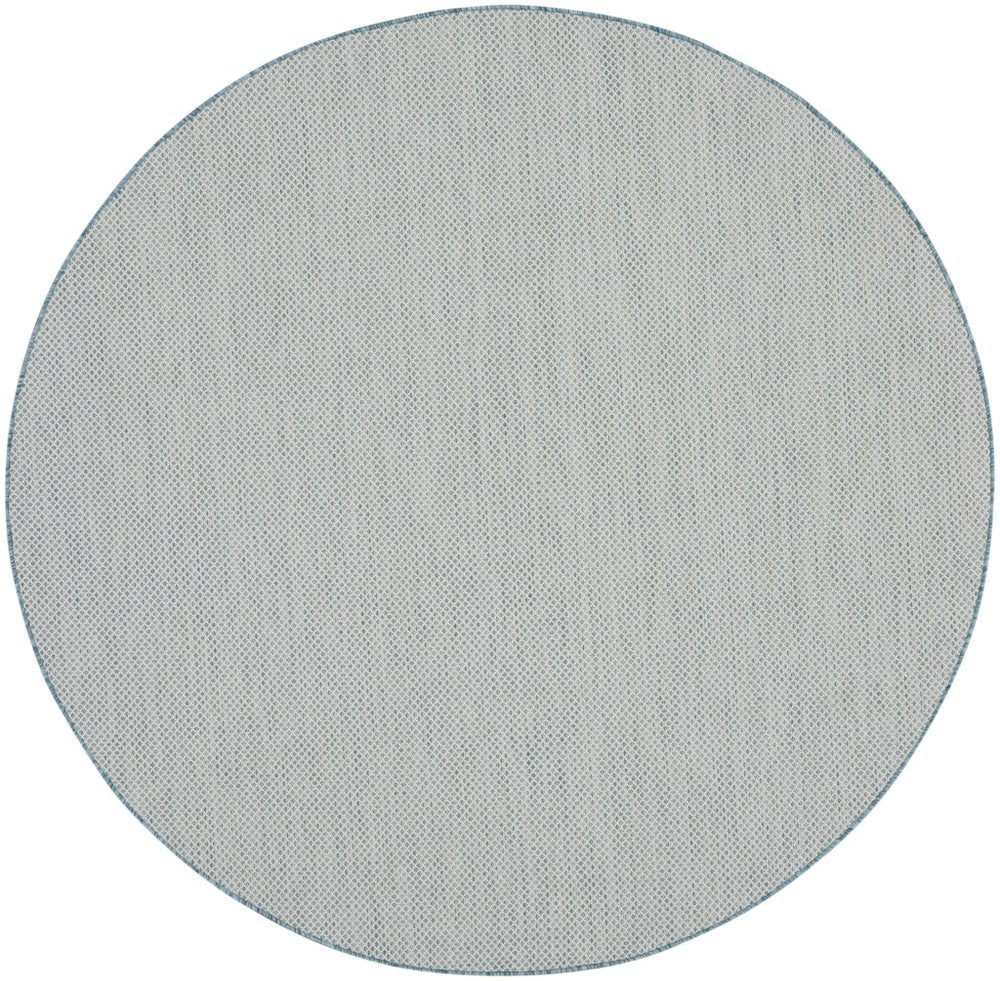 8' Blue Round Geometric Power Loom Area Rug