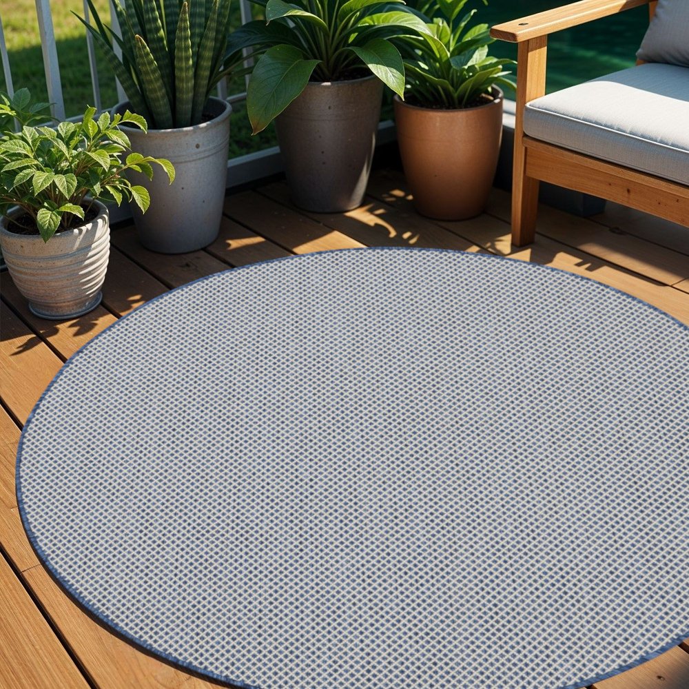 4' Bone Round Geometric Power Loom Area Rug