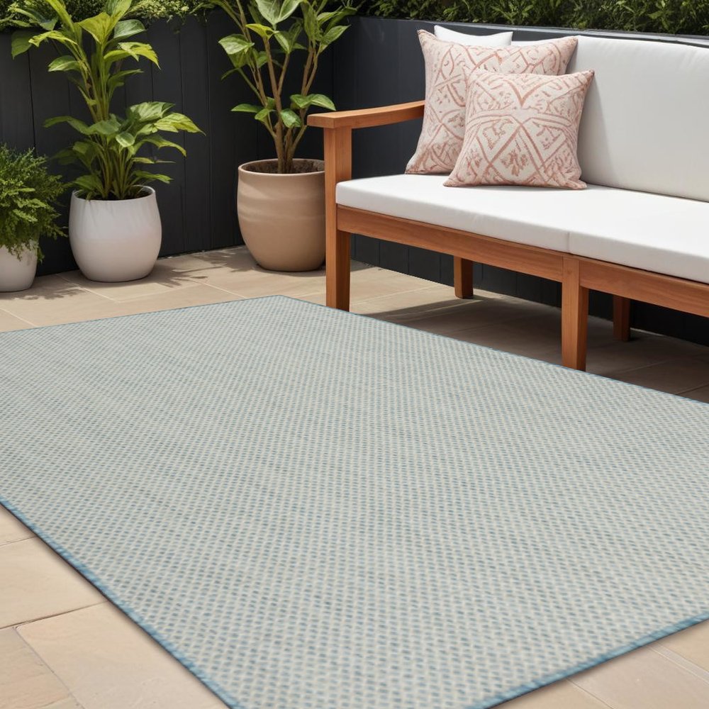 6' X 9' Aqua Geometric Power Loom Area Rug