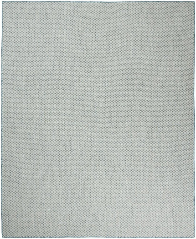 7' X 10' Aqua And Ivory Indoor Outdoor Area Rug