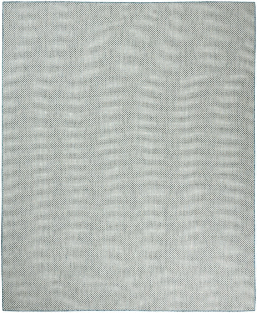 7' X 10' Aqua And Ivory Indoor Outdoor Area Rug
