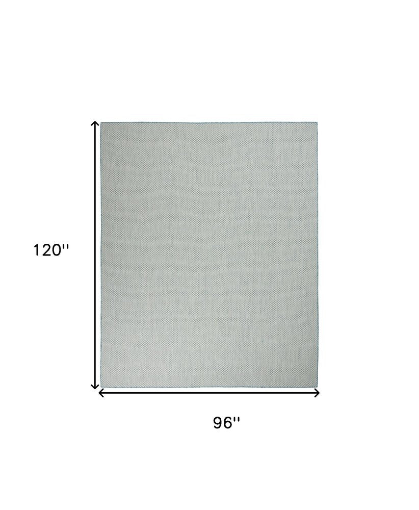 8' X 10' Aqua And Ivory Indoor Outdoor Area Rug