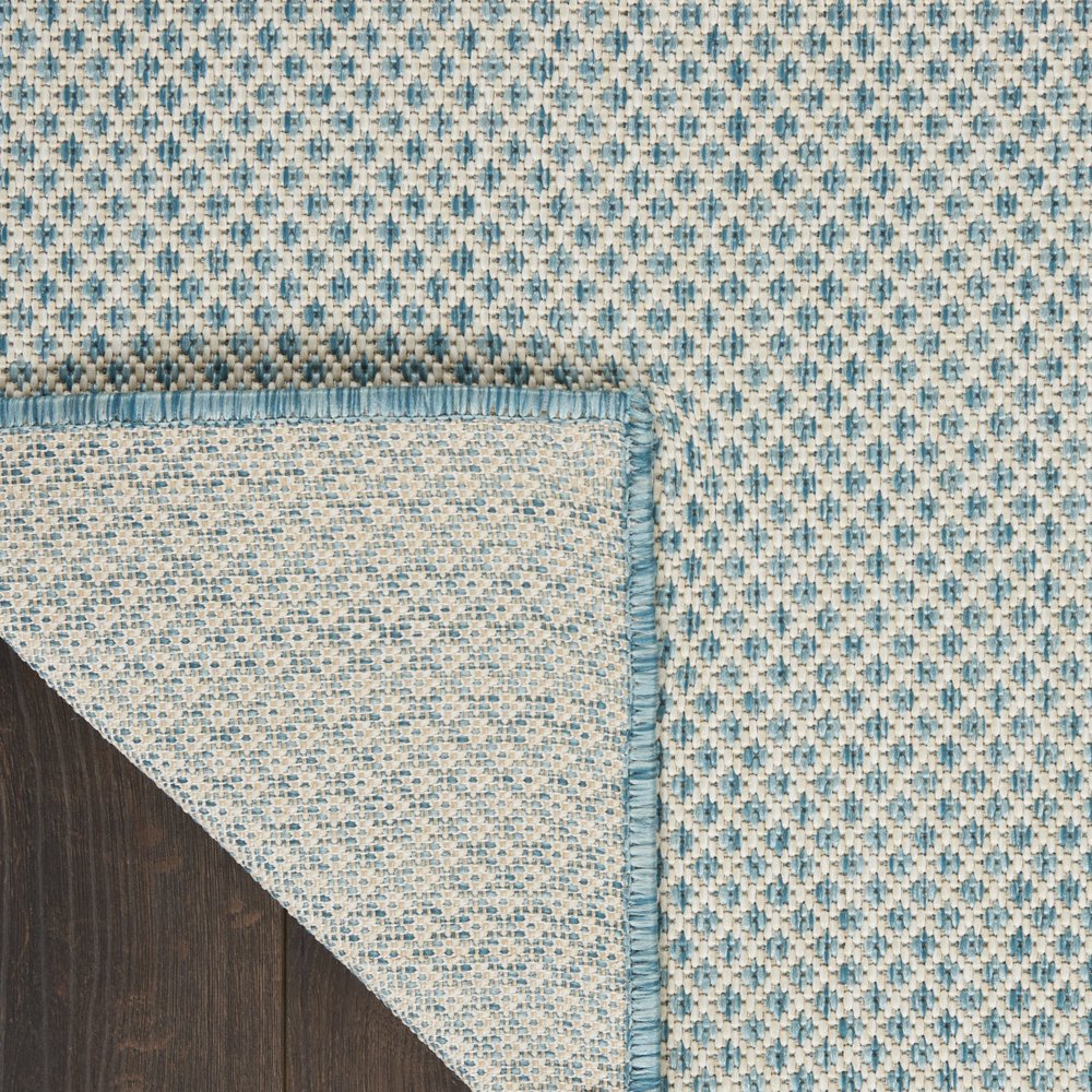 8' X 10' Aqua And Ivory Indoor Outdoor Area Rug