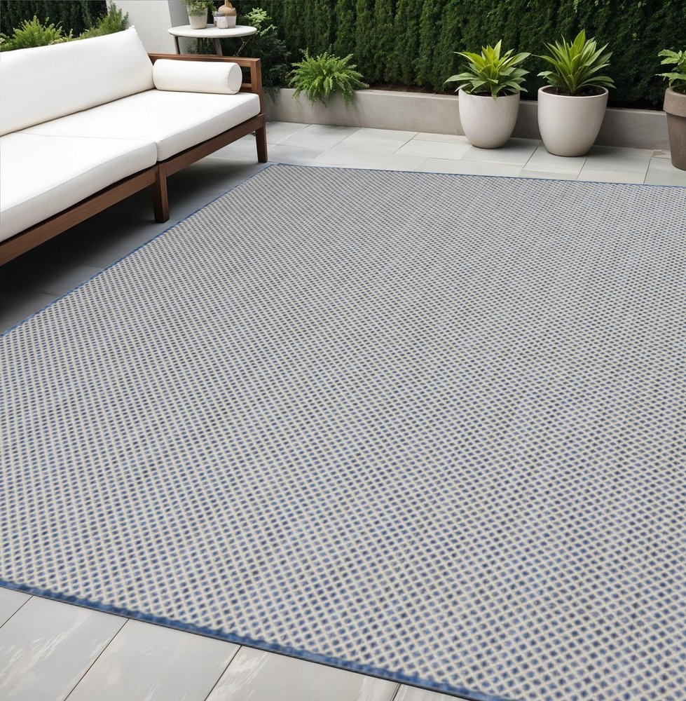 5' X 7' Blue Geometric Power Loom Area Rug