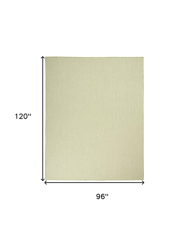 8' X 10' Green And Ivory Indoor Outdoor Area Rug
