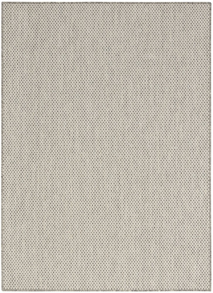 6' X 9' Ivory and Silver Indoor Outdoor Area Rug