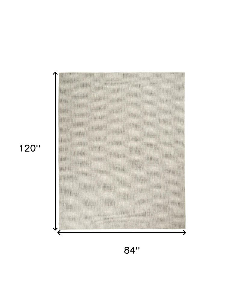 7' X 10' Ivory And Silver Indoor Outdoor Area Rug