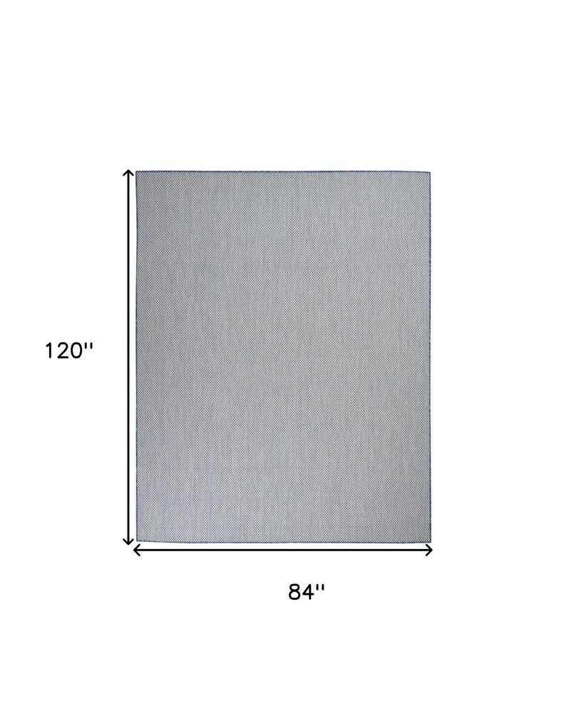 7' X 10' Blue And Ivory Indoor Outdoor Area Rug