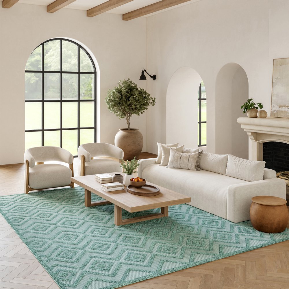 7' X 10' Aqua Indoor Outdoor Area Rug