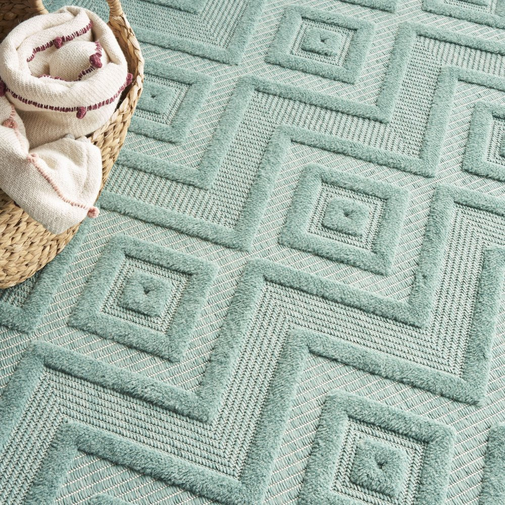 8' X 10' Aqua Indoor Outdoor Area Rug