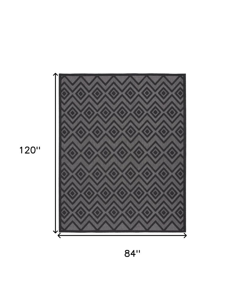 7' X 10' Black Indoor Outdoor Area Rug