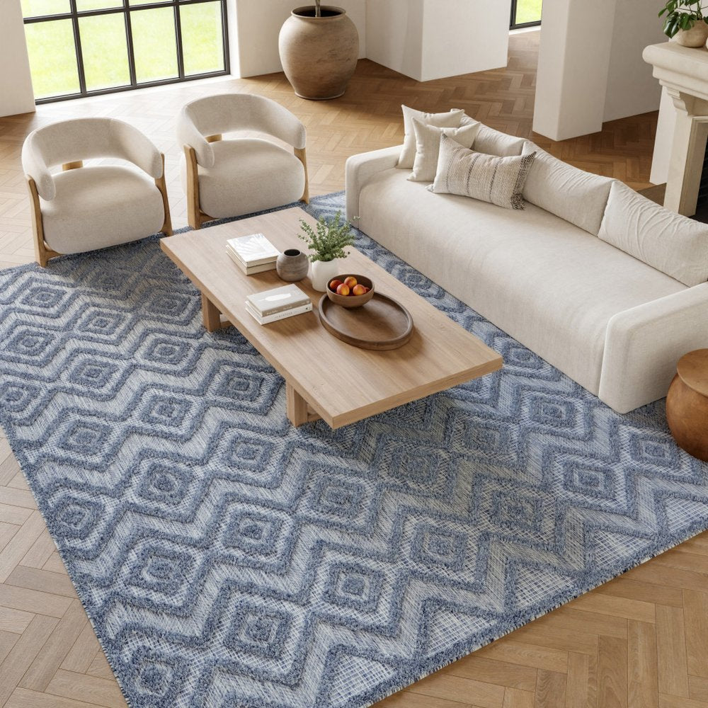 7' X 10' Blue Indoor Outdoor Area Rug