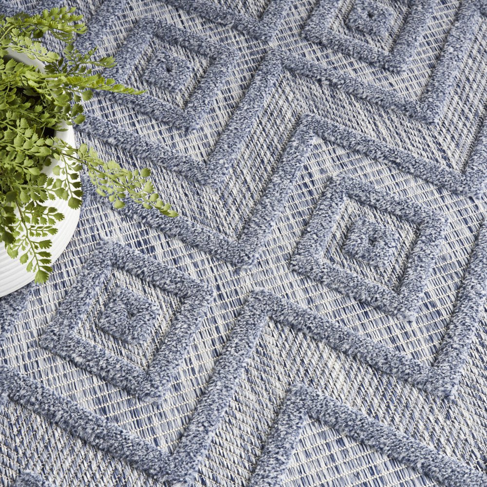 9' X 12' Denim Blue Indoor Outdoor Area Rug