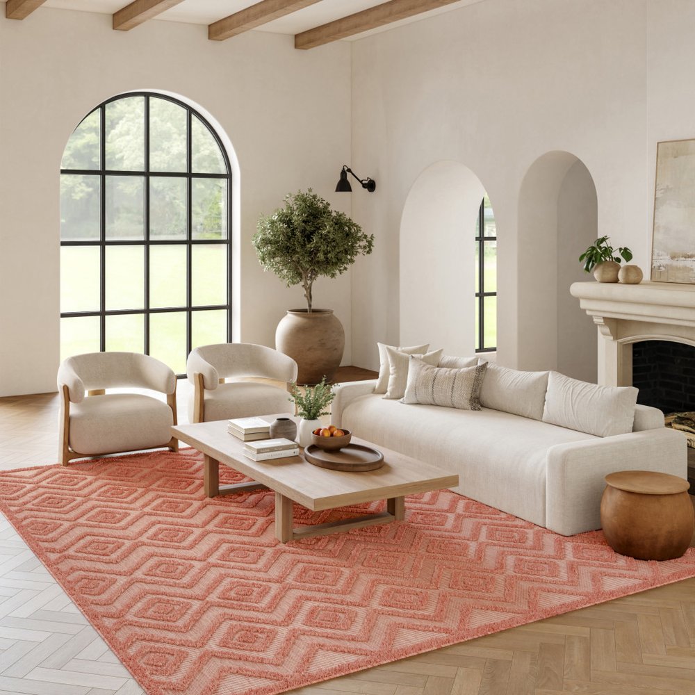7' X 10' Orange Indoor Outdoor Area Rug