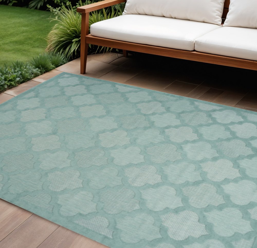 7' X 10' Aqua Indoor Outdoor Area Rug