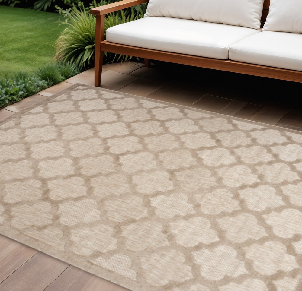 8' X 10' Beige Indoor Outdoor Area Rug
