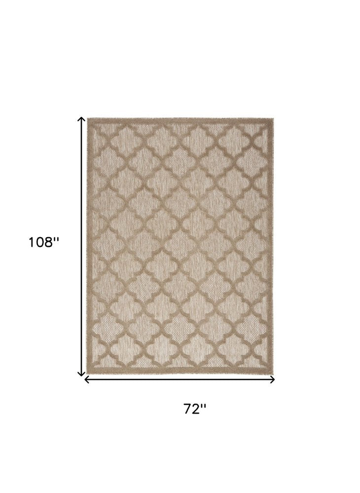 6' X 9' Beige Geometric Flatweave Area Rug