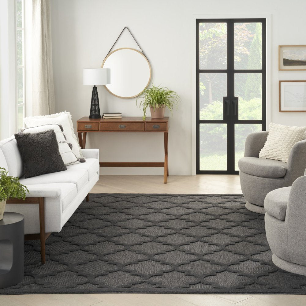 8' X 10' Black Indoor Outdoor Area Rug