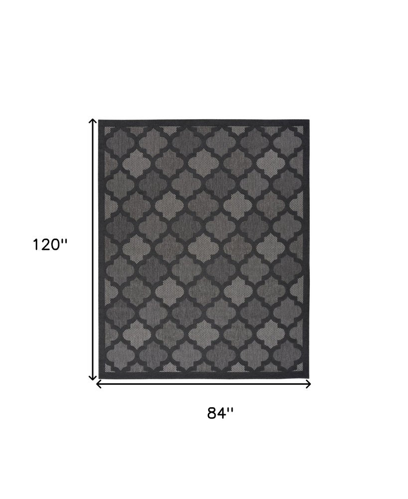 7' X 10' Black Indoor Outdoor Area Rug