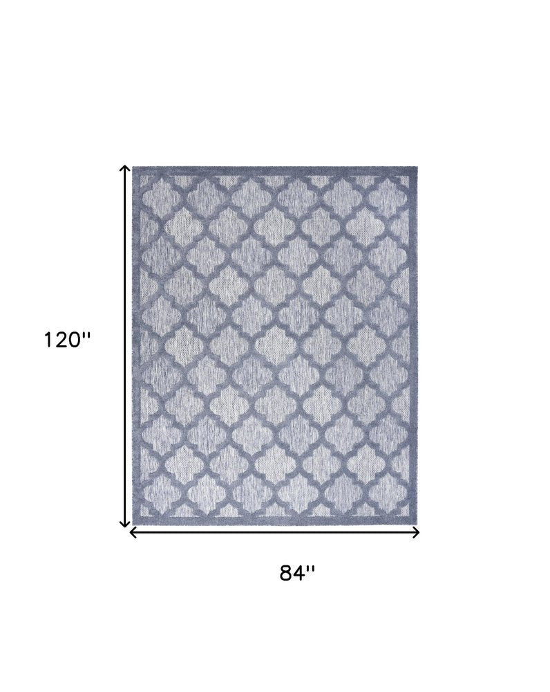 7' X 10' Blue Indoor Outdoor Area Rug
