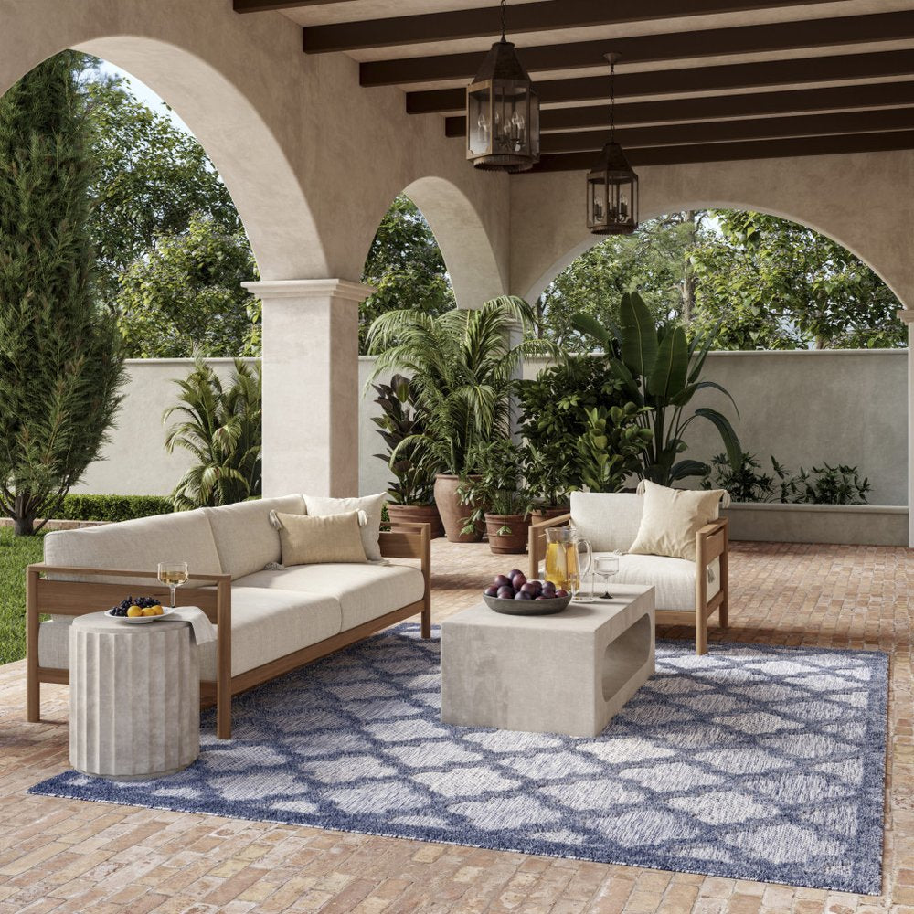 9' X 12' Denim Blue Indoor Outdoor Area Rug