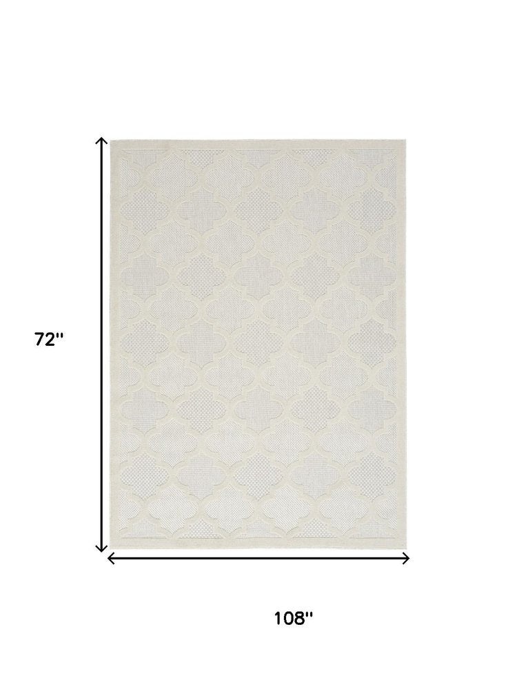 6' X 9' Cream Geometric Flatweave Area Rug
