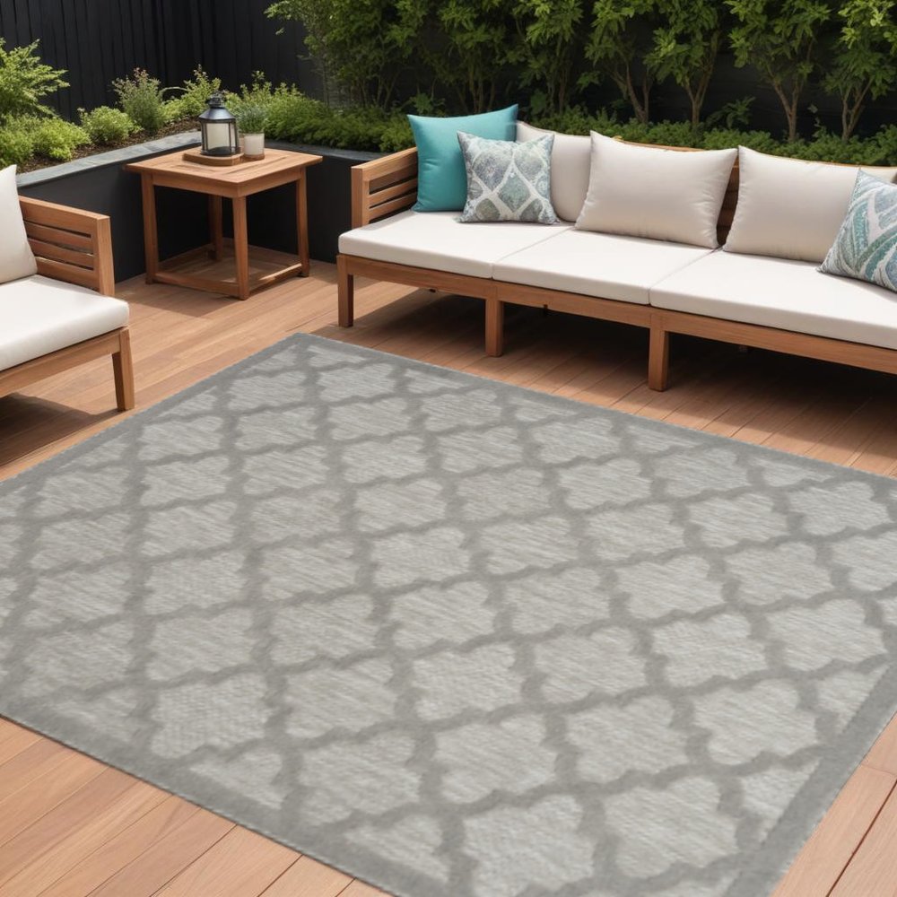 6' X 9' Gray Geometric Flatweave Area Rug