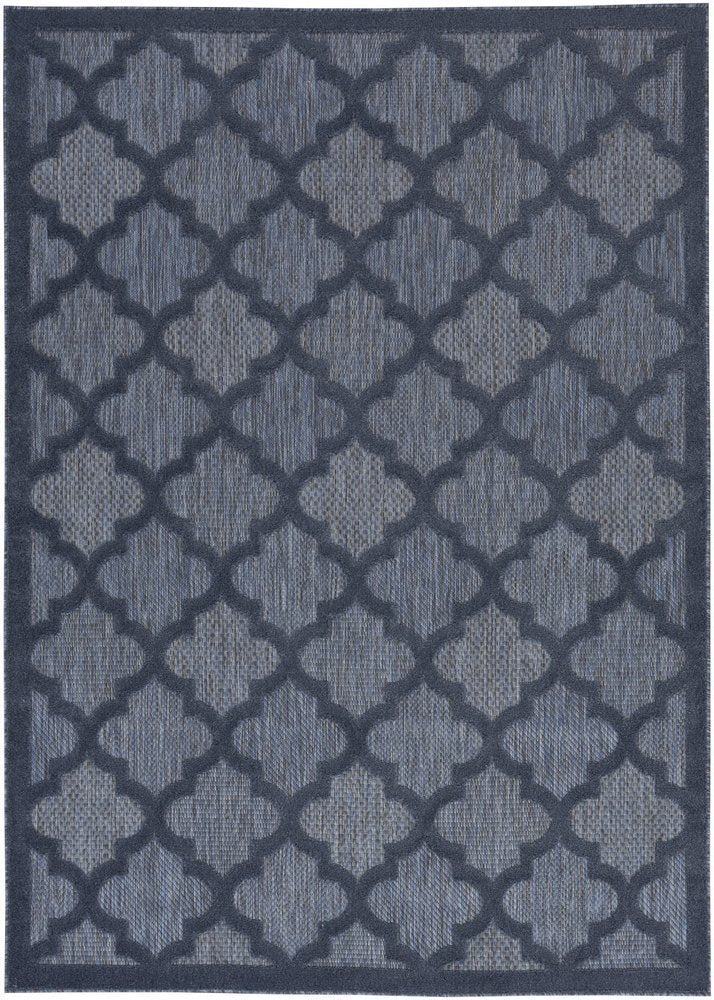 6' X 9' Navy Blue Geometric Flatweave Area Rug