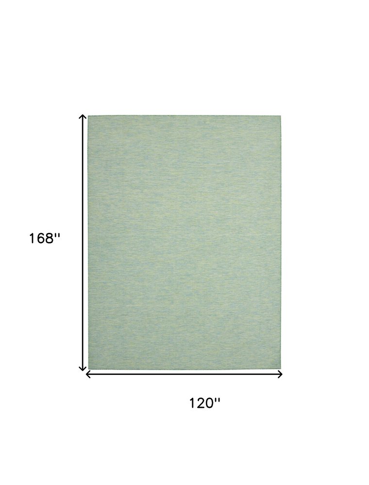 10' X 14' Blue And Green Indoor Outdoor Area Rug