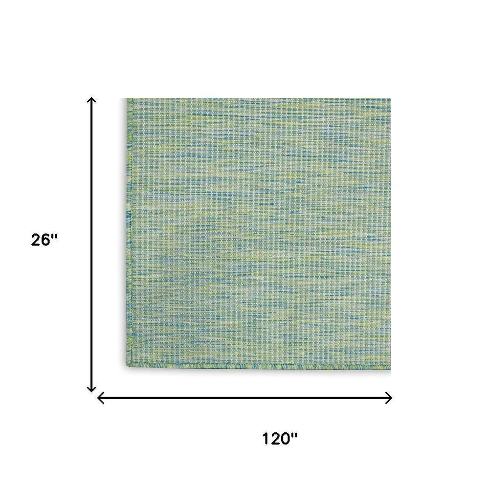 10' Blue and Green Power Loom Indoor Outdoor Runner Rug