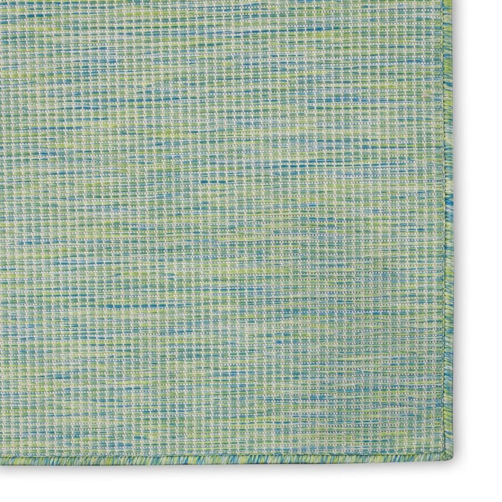 10' Blue and Green Power Loom Indoor Outdoor Runner Rug